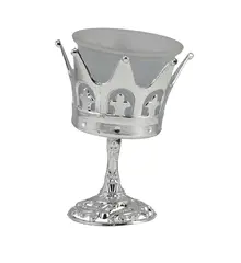 Suport pentru lumanare tip pastila si candela, argintiu, coroana, 10cm