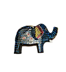 Statueta elefant negru cu buline albastre