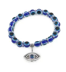 Bratara cu ochi protectori sfere si charm Ochiul lui Horus