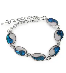 Bratara Scoica Abalone model Ying Yang oval cu montura argintie