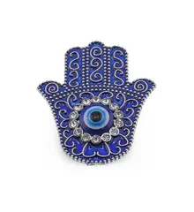 Magnet Hamsa albastra si Ochi protector, 5cm