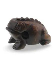 Figurina broasca vintage din lemn sculptat manual, 11cm