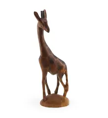 Figurina girafa vintage din lemn sculptat manual, 20cm