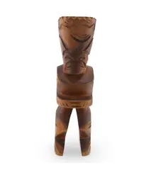 Statueta tiki vintage din lemn sculptat manual, model polinezian, 20cm