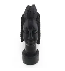 Bust african femeie vintage din lemn sculptat manual, 12cm
