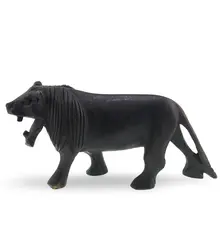 Figurina leu vintage din lemn sculptat manual, model realist, 20cm