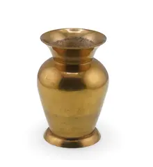 Vaza mica din alama vintage, model auriu simplu, 7,5cm