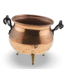 Ceaun mic din cupru vintage, model cupru cu picioare aurii, 8cm