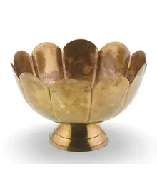 Bol decorativ din alama vintage, model auriu in forma de floare, 13cm