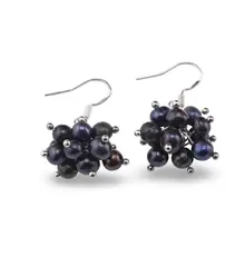 Cercei cu agatatoare handmade perle de cultura negre