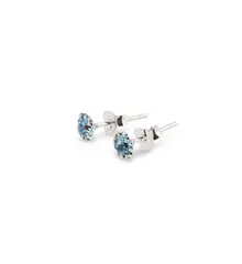 Cercei cu surub din Argint 925 si zircon albastru deschis, 4-5mm