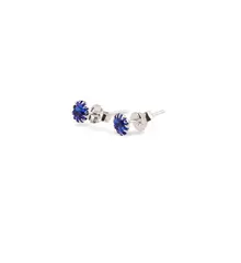 Cercei cu surub din Argint 925 si zircon albastru inchis, 4-5mm