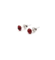 Cercei cu surub din Argint 925 si zircon rosu deschis, 4-5mm