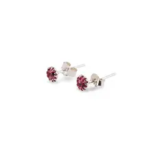 Cercei cu surub din Argint 925 si zircon roz, 4-5mm
