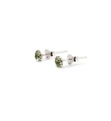 Cercei cu surub din Argint 925 si zircon verde deschis, 4-5mm
