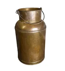 Recipient vintage decorativ din alama, tip bidon de lapte, 39cm