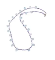 Colier Ametist sfere fatetate 2mm si Topaz briolete fatetate 6-8mm