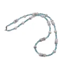 Colier Apatit sfere 3mm si Opal dendritic discuri fatetate 5-6mm
