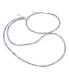 Set bratara si colier Ametist sfere fatetate, 3mm