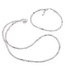 Set bratara si colier Howlit sfere fatetate, 3mm