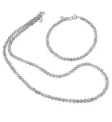 Set bratara si colier Labradorit sfere fatetate, 4mm