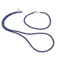 Set bratara si colier Lapis Lazuli sfere fatetate, 3mm