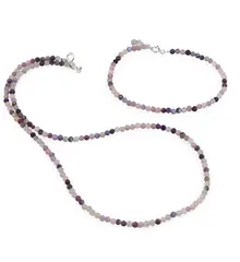 Set bratara si colier Sugilit sfere fatetate, 3mm