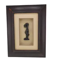 Tablou cu rama din lemn silueta africana din profil, 36cm x 27cm