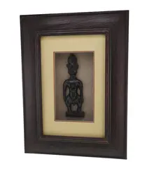 Tablou cu rama din lemn silueta africana razboinic, 36cm x 27cm