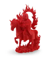 Statueta feng shui Buddha vesel calare pe Calul de Foc, 19cm