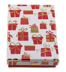 Cutie pentru cadou dreptunghiulara cu model festiv, 9,5x7cm