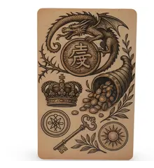 Card amuleta Abundenta regala, Aur, Putere, Autoritate