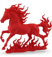 Statueta feng shui Calul de foc cu flacari detaliate ale victoriei - 10,5cm