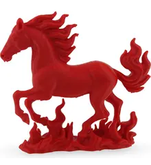 Statueta feng shui Calul de foc invaluit de flacarile victoriei, 10cm
