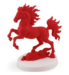 Statueta feng shui Calul de Foc pe doua picioare pentru victorie si succes rapid, 15cm cu baza alba