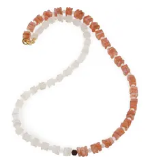 Colier Piatra soarelui si Piatra lunii patratele 5-6mm, Piatra lunii sfere 3mm si Hematit auriu