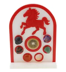 Placa Feng Shui Portalul Calului de Foc cu Moneda I-Ching si Cristale naturale pentru activarea energiei in 2026