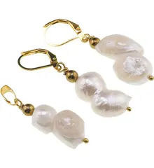 Set cercei si pandantiv Perle de cultura neuniforme, 12-18mm