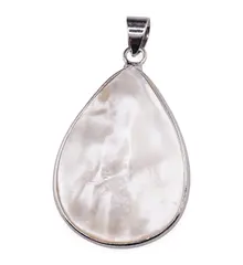 Pandantiv picatura din Sidef alb cu montura argintie - 30mm