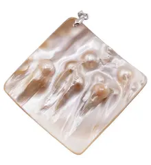 Pandantiv Scoica naturala cu perle, 45-60mm