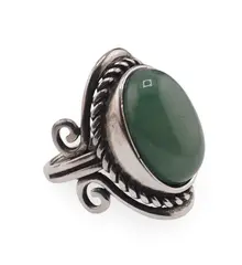 Inel reglabil Aventurin cu montura argintie, 27mm