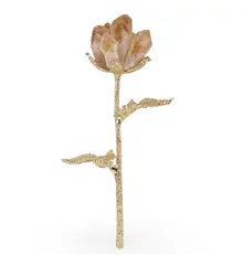 Trandafir Citrin brut si metal auriul, 21cm