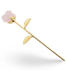 Trandafir din metal auriu si Cuart roz, 24cm