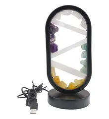 Lampa ovala decorativa cu mix cristale naturale, USB