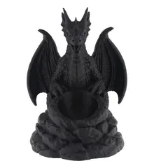 Decoratiune / Suport pentru cristale, Dragon negru - 15cm
