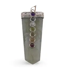 Pandantiv cu cele sapte chakre si Aventurin, model sabie 50-60mm