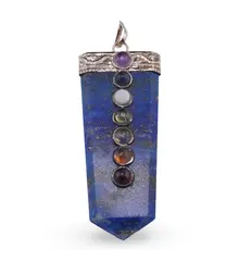 Pandantiv cu cele sapte chakre si Lapis Lazuli, model sabie 50-60mm