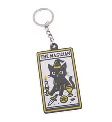 Breloc model carte de tarot cu pisica THE MAGICIAN, 12cm
