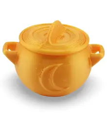 Decoratiune mini ceaun ritualic cu capac, auriu - 2,5cm