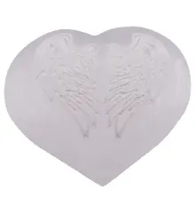 Inima din Selenit gravat cu Aripi de inger - 5,5-7cm